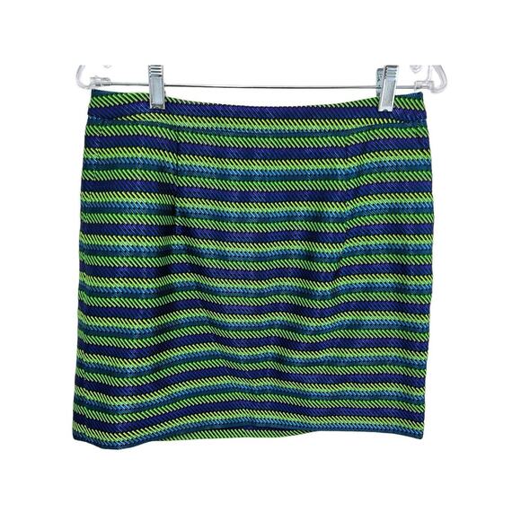 J.CREW Pleated Mini Skirt Blue Green Shiny Metallic Lined Textured 10 03990 - Picture 3 of 9